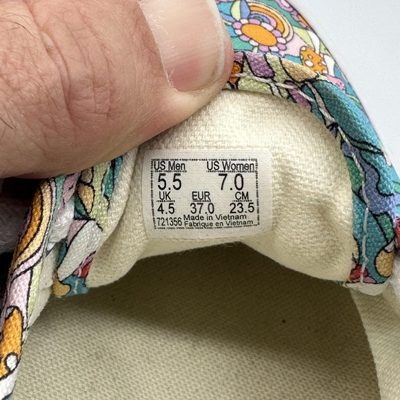 Vans Shoes Womens Size 7 Multicolor Floral Mushroom Psychedelic Canvas Sneakers - Picture 9 of 11
